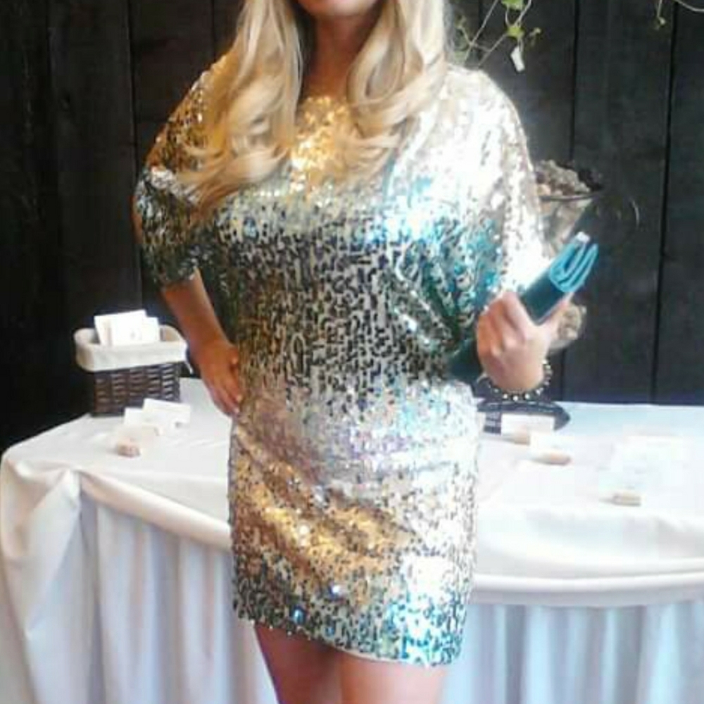 Gold/Aqua Ombre Sequin Dress